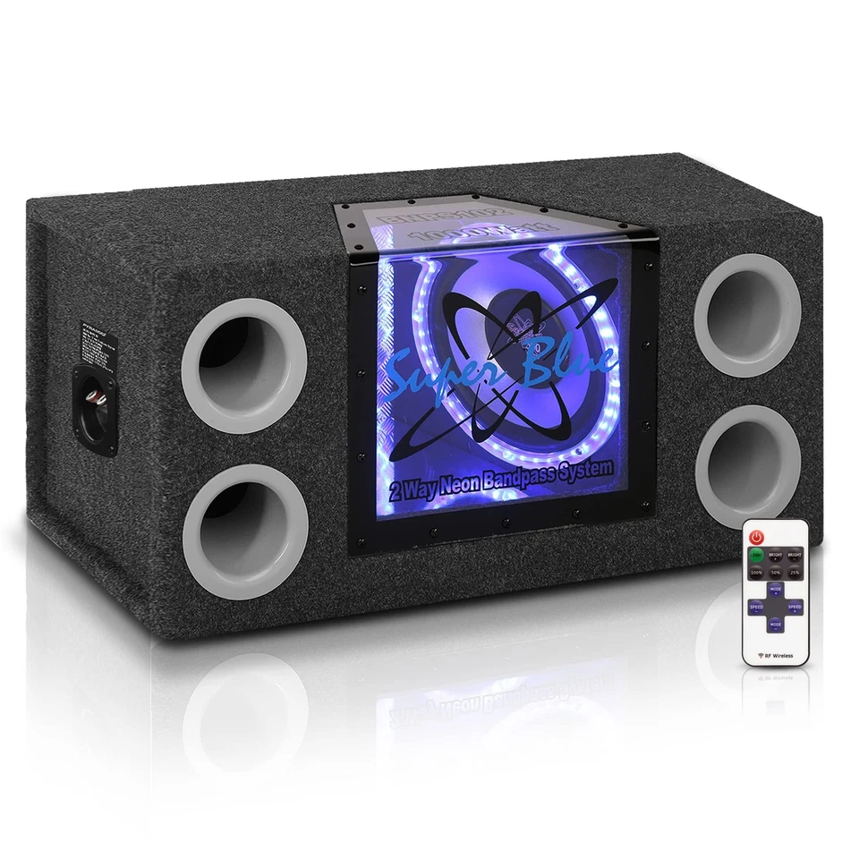 1000W Dual Bandpass Speaker System - Car Audio Subwoofer W/ Neon Accent - Image 1 of 4
