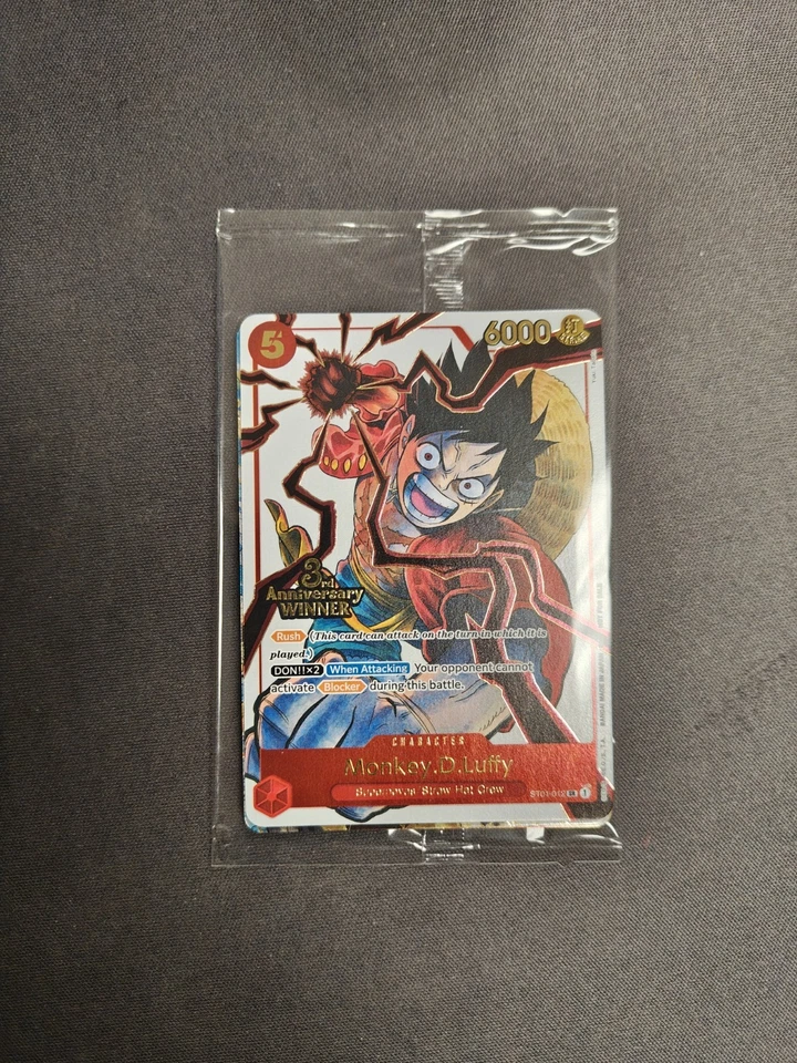 Sealed One Piece OP13 3rd Anniversary Winner Promos - Luffy, Sabo, and Ace - Image 1 of 1