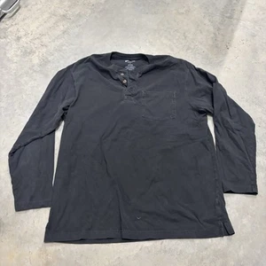 Duluth Trading Co Shirt Mens L Longtail T Relaxed Fit Long Sleeve Henley Black - Picture 1 of 3