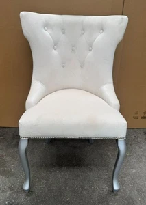 Sedia sala da pranzo Casa Padrino art deco bianco argento grigio h. 97 cm arredo sala da pranzo - Foto 1 di 3