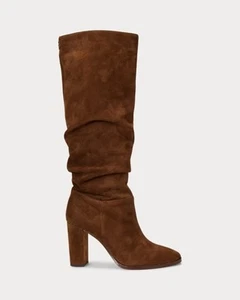 Lauren Ralph Lauren Artizan II Whiskey Tall Suede Boots Size 8.5 - Picture 1 of 8