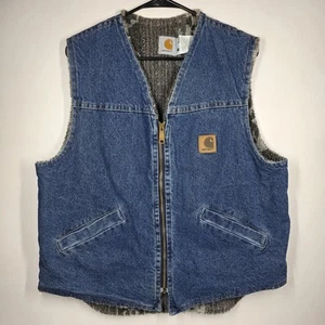 Raro gilet denim vintage made in USA Carhart Aztec Southwest VP198 taglia Large - Foto 1 di 13