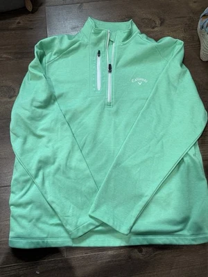 Callaway 男式 Opti Dri 50 UPF 1/4 拉链套衫中号,Daiquiri 绿色 — 第 1/3 张图片