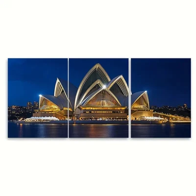 3pcs Sydney Opera House Travel Print Australia Wall Art Canvas Framed 50x70cm - Image 1 of 2
