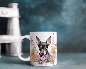 Watercolour Doberman Pinscher 06 Personalised Mug Christmas, Birthday Gift. - Picture 1 of 2