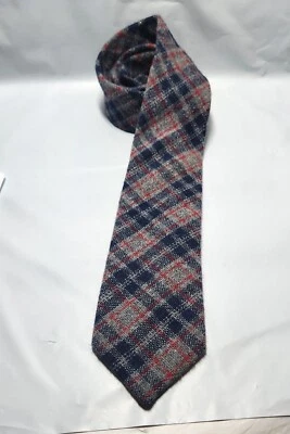 Corbata a cuadros Woolcrofter by Wembley para hombre mezcla de lana gris, rojo, azul 3" X 55" Foto 1 de 4