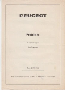 1962 Peugeot Preisliste (pricelist) 403 & 404 - deutscher Text / german edition - Picture 1 of 3