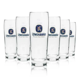 6x Löwenbräu Bier Glas 0,5l Willi Becher Rastal Neu Pils Gläser Export Pokal Bar - Bild 1 von 3