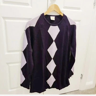 CC Country Casuals Purple  Argyle Pattern Jumper Pullover Wool Blend  Medium - Image 1 of 4