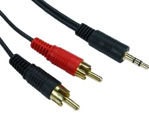 3m RCA to 3.5mm Aux Mini Headphone Jack 2 x Phono Cable Twin Phono Audio Lead - Picture 1 of 6