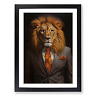 Lion In A Suit No.2 Wall Art Print Framed Canvas Picture Poster Decor