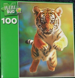 NEW Factory Sealed Fierce Leaping TIGER Cub 100 piece Puzzle Free Ship ! - Picture 1 of 2