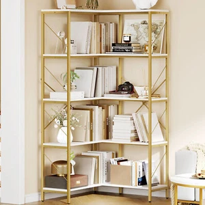 L-Shaped Corner Storage Shelves Etagere Bookcase Bookshelf Open Display Rack - Picture 1 of 7