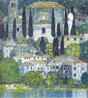 Impresión en lienzo de la iglesia de Gustav Klimt en Cassone Giclee 8x10 paisaje Art Nouveau Foto 1 de 2