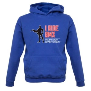 I Ride BMX What's Your Super Power - Kids Hoodie Cycling Cyclist Bike Biking - Picture 1 of 6
