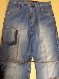 Vintage Phat Farm Baggy Jeans Mens 36x33 Denim Loose Wide Leg Patchwork - Picture 1 of 12
