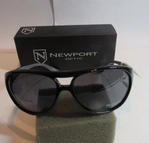 Gafas de sol Newport Optic polarizadas Monaco negras/grises + estuche-NUEVAS RARAS - Imagen 1 de 6