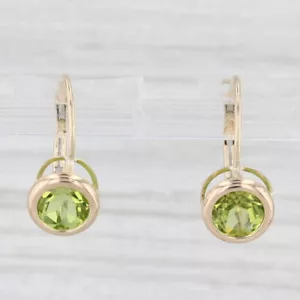 1ctw Peridot Round Solitaire Stud Earrings 14k Yellow Gold - Picture 1 of 6
