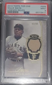 *Pop 1* Willie Mays 2013 Topps Tier One #/99 "Legends Relics" Game Used PSA 9 - Picture 1 of 2