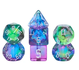 NEW RPG / D&D Dice Set of 7 - Aurora - a blend of light greens, blues, purples. - Picture 1 of 1