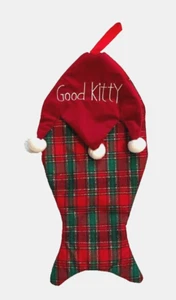 CHRISTMAS STOCKING for KITTY CAT Red Green and Gold - Picture 1 of 7