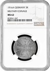Deutschland 3 Kopeken 1916 A, NGC MS62, "Militärische Prägung (1916 - 1916)"