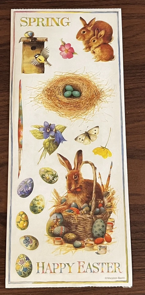 Colorbok Big Sticker by Marjolein Bastin ~ Springtime...Rabbits, Nest, Basket... - Image 1 of 1