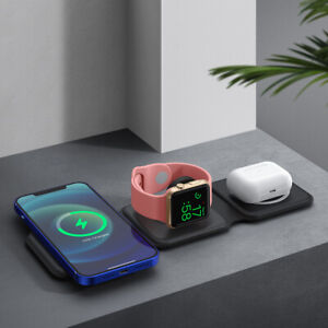 3in1 Magnetic Wireless Charger Foldable For Apple Watch 8 Air Pods iPhone 14 13