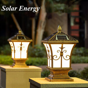 Solar Powered Post Light Outdoor Led Pillar Light Garden Lawn Black Decor Lamp