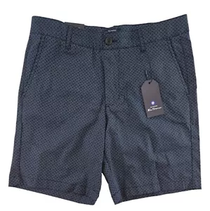 Ben Sherman Mens Shorts 34 Regular Fit Flat Front Zip Fly Stretch Navy Blue $89 - Picture 1 of 7