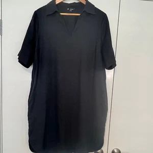 Target Woman 100% Linen Dress Size 14 Black Casual Corporate Knee Length Pockets - Bild 1 von 7