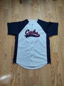 Vintage Majestic Chicago Cubs Baseball Button Up Jersey Mens Large White - Picture 1 of 5