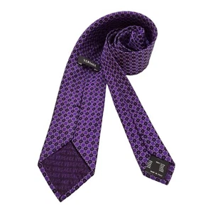VERSACE Geometric Purple Silk Tie Made In Italy 61"- 3.25" EX COND - Picture 1 of 5