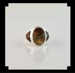 Anello elegante sterling e turchese masso misura 8 3/4 - Foto 1 di 7