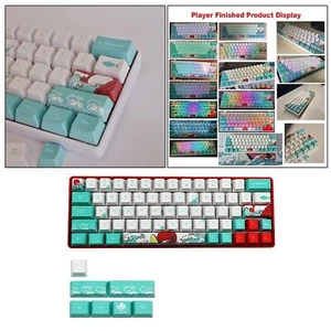 71 Keys Coral Sea -e Dye Sublimation PBT Keycaps for GK61 GK64 RK61 - Picture 1 of 29