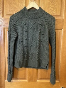 Suéter de lana tejido con cable palomitas de maíz W69 J Crew para mujer pequeño - Imagen 1 de 4
