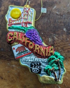 State Of California Glass Ornament With Landmarks - Picture 1 of 8