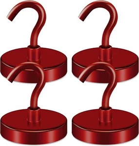 Magnetic Hooks Heavy Duty, 100LBS Strong Magnetic Hooks Cruise for Hanging, Red - Picture 1 of 2