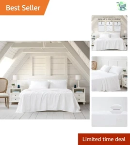 Deep Pocket 4-Piece Queen Sheet Set with True Grip Technology, White Elegance - Picture 1 of 10