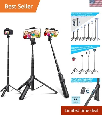 Portable 3-in-1 Selfie Stick Tripod - 62"  with Wireless Remote Control - Image 1 of 4