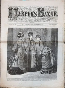 -Rare- 1875 -HARPER'S BAZAR- Vintage 11/13 Women's FASHION Magazine - Bazaar - Picture 1 of 2
