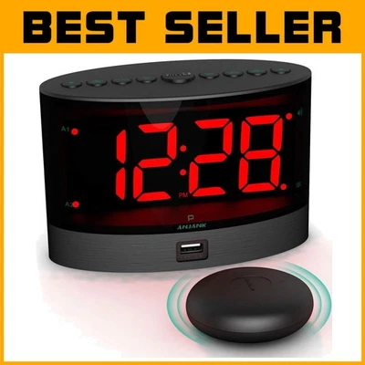 Dual Alarm Digital Clock with Adjustable Volume & USB Charger for Deep Sleepers - Image 1 of 4