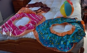 Large Inflatable Doughnut Rings x 3 Beachballs x 2 Used Once For 60th Party - Picture 1 of 6
