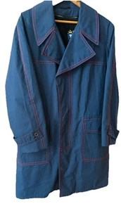 Vintage Grais All Weather Coat Size 42 Blue With Red Trim - Picture 1 of 21