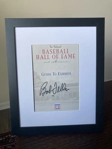 BOB FELLER FRAMED Signed Baseball Hall of Fame Guide To Exhibits RARE - Picture 1 of 7