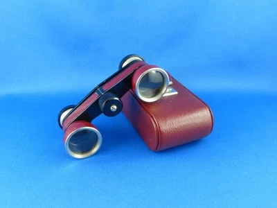 Vintage Fernglas Opernglas Theaterglas ROW Rathenow Theastar (Bordeaux) mit Etui - Bild 1 von 4