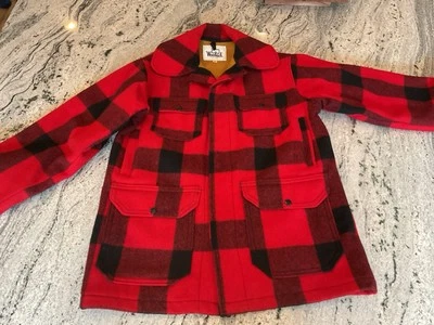 LN Vtg Woolrich Coat Sz 38 Wool Mackinaw 503 Hunting Jacket Red Buffalo Plaid - Image 1 of 4