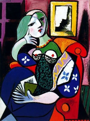 Woman with book,Pablo Picasso Hand painted Oil Painting Repro Canvas Wall Art De - Image 1 of 4
