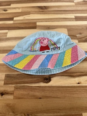 Niñas Pequeñas PEPPA PIG SOMBRERO PARA EL SOL Azul Claro con Ala a Rayas Arco Iris TALLA ÚNICA Foto 1 de 3