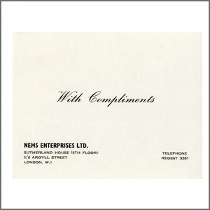 NEMS Enterprises Ltd. Compliments Slip (UK) - Foto 1 di 1